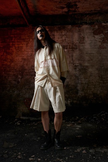 燒邊假兩件蕾絲襯衫(181T01)