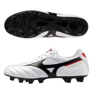 Mizuno 美津濃 Morelia II Club [P1GA250809] 男 足球鞋 皮革 塑膠釘鞋 白 黑