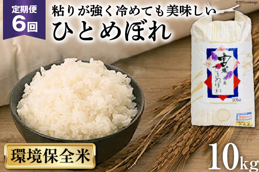 お米 6回 定期便 宮城産 ひとめぼれ 環境保全米 10kg×6回 総計60kg [菊武商店 宮城県 気仙沼市 20562733]