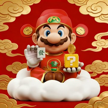 免運🔥本土發貨財神爺馬里奧手辦超級瑪麗周邊潮玩公仔模型招財桌面擺件玩具禮物