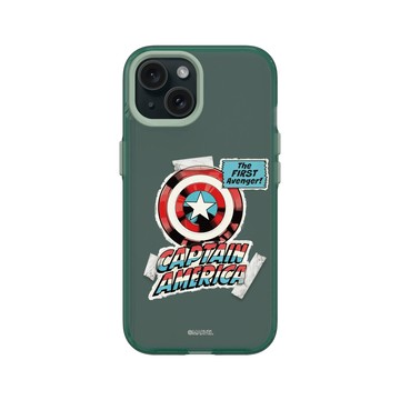 iPhone 15 Clear 憂墨綠 - 迪士尼-漫威 Marvel - 漫威系列 - 美國隊長 – 復古盾牌