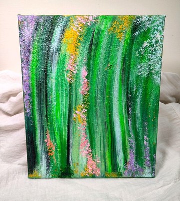 【綠森林】抽象風景掛畫 - 30×25 手繪壓克力原作