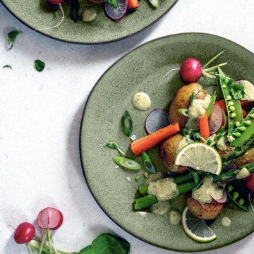 Nature 炻釉彩餐盤2入-亞麻綠 餐盤-亞麻綠