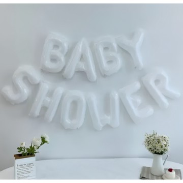 白色BABY SHOWER字母氣球 性別派對氣球 寶寶性別派對 性別佈置派對 猜性別派對 寶寶性別佈置 猜性別