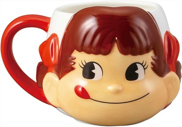 asdfkitty*不二家PEKO牛奶妹大臉造型陶瓷馬克杯-300ML-日本正版商品