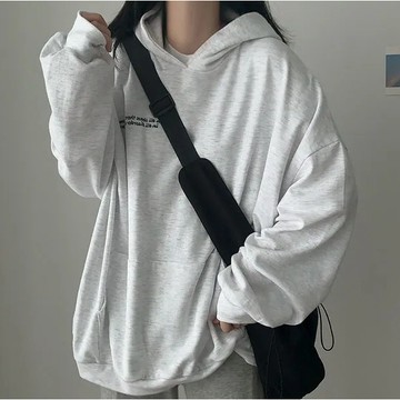 Vuja de 純棉連帽衛衣 大學t 薄衛衣 oversize 大學t 長袖 秋冬上衣 英文印花 潮流衣服 刷毛 衣服女