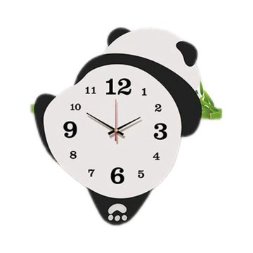 🐼【熊貓搖擺免打孔】創意石英掛鐘｜客廳臥室靜音時鐘｜免打孔掛錶｜搖擺設計＋掃描靜音｜可愛又療癒 不吵睡覺