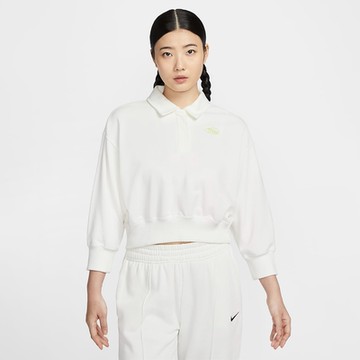 NIKE 長袖上衣 女 POLO衫 AS W NSW PHNX FLC CROP POLO GC 米白 HQ7395-133 (2S4008)