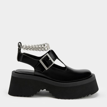 繞踝金屬鍊厚底鞋