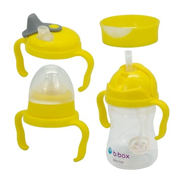 b.box 四合一套裝 學習水杯+奶嘴杯蓋+鴨嘴杯蓋+學習杯蓋 4個月以上適用  檸檬黃  240ml  1組