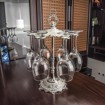 井柚歐式紅酒杯架輕奢金屬復古家用高腳杯架倒掛創意擺件酒具套裝