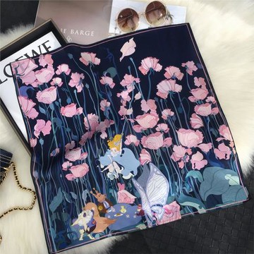 杭州絲綢女百搭公主下午茶真絲圍巾100%桑蠶絲絲巾領巾53cm小方巾