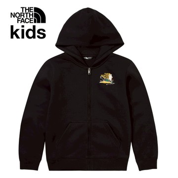 The North Face北面兒童黑色舒適保暖可愛滑雪北極熊印花連帽外套｜89XYJK3