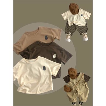 裸奔c薄~盛夏bi入~韓版夏季兒童純棉短袖T恤衫洋氣男女潮寶寬松森