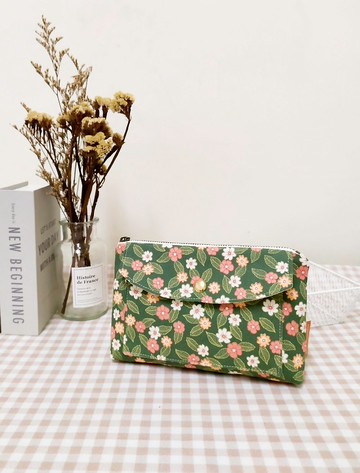 月光系列化妝包/收納包/手作/萬用包/綠意小花款