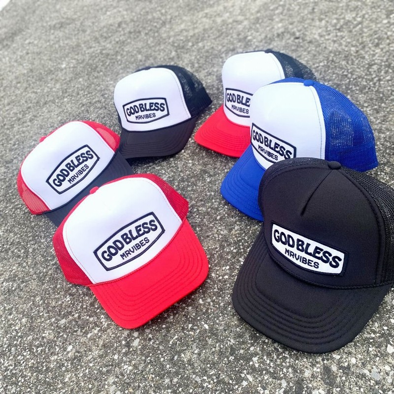 全6色 Mrv By Mr Vibes メッシュキャップ God Bless Trucker Hat 帽子 オリジナル Mesh Cap ブラック レッド ブルー 黒 赤 青 Black Red Blue 通販 Lineポイント最大0 5 Get Lineショッピング
