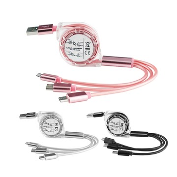 Timo iPhone Lightning /Type-C /Micro 蘋果安卓通用 可伸縮收納三合一充電線(1M)