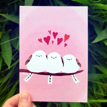 好朋友明信片 -- 擠擠更溫暖 北海道銀喉長尾山雀