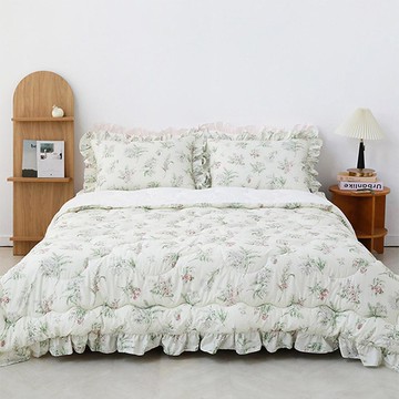 amante 和鳴花園 純棉荷葉邊薄被  米色  150 x 200cm