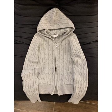 韓版灰色麻花拉鏈毛衣外套針織女春秋顯瘦慵懶風軟糯百搭開衫上衣