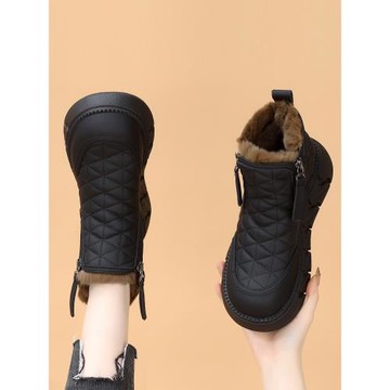 時尚雪地靴女款2025新款冬季棉鞋加絨加厚保暖真皮短靴子防水防滑