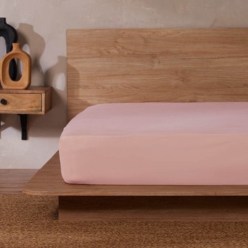 純棉素面床包-粉橘