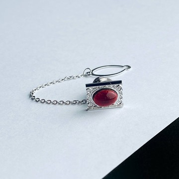 Suehiro [Garnet Garnet] 景泰藍領帶別針 純銀景泰藍