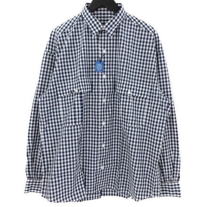 京都店限定 ROLL UP GINGHAM CHECK SHIRT -GRAY--