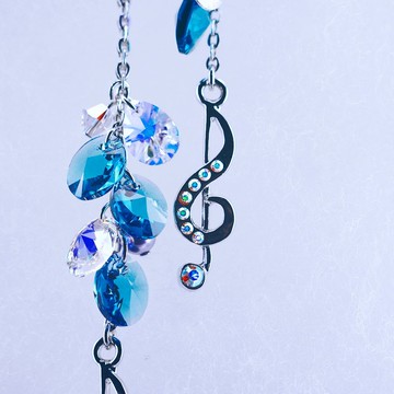 【八音盒】音符多色小水滴水晶耳環情人節禮物
