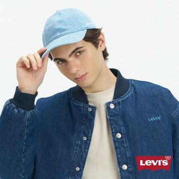 Levis 男女同款 可調式皮環丹寧棒球帽 / 精工刺繡Logo / 復古輕藍染水洗
