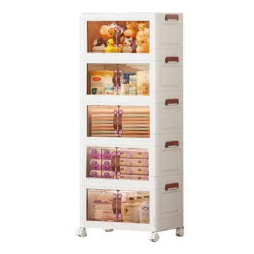 SC優選 加厚摺疊5層收納櫃 55cm 實色灰色-免安裝可移動