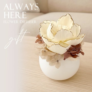 [收禮者自選香氣]【艸弄花藝】鑲邊牡丹-擴香花禮盒(含香氛精油)｜生日禮物 情人節禮物 閨蜜贈禮 紓壓小物 永生花 乾燥花