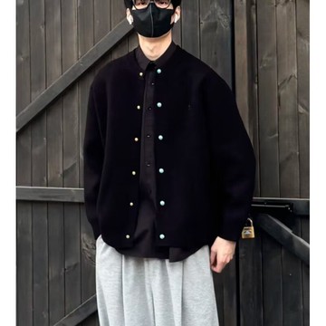 秋季新款休閒百搭寬鬆保暖上衣男時尚潮流圓領素色毛衣男