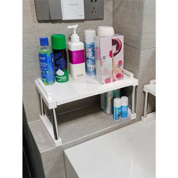 20cm寬度可伸縮浴室置物架廚房桌面收納整理架可疊加可拆卸