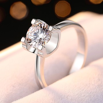 [米蘭精品] 莫桑鑽戒指925純銀銀飾-2ctD色八心八箭簡約聖誕節情人節生日禮物女飾品73yk47