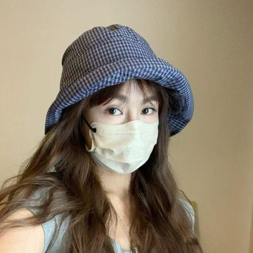 ✨臺灣出貨✨日系格子卷邊漁夫帽女夏季新款大檐速幹風扇風扇風風扇風扇風扇風