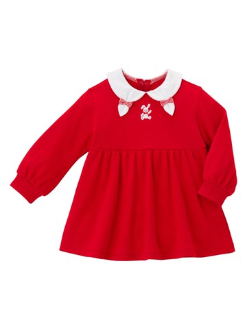 Miki House - ribbon bunny cotton dress - kids - Cotton - 3 yrs - Red