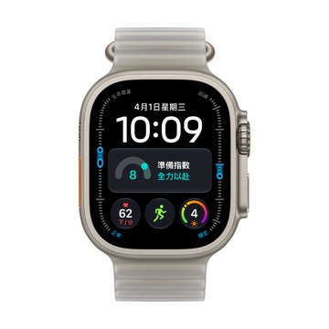 【預購】Apple Watch Ultra 4 GPS+Cellular 49mm 鈦金屬原色錶殼配半透明灰色海洋錶