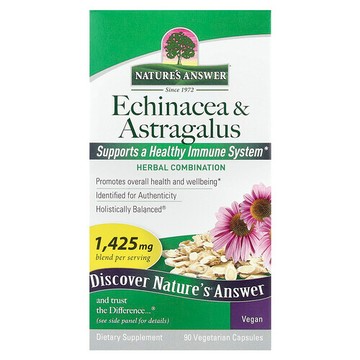 Nature's Answer, 紫錐菊和黃芪，90 粒素食膠囊