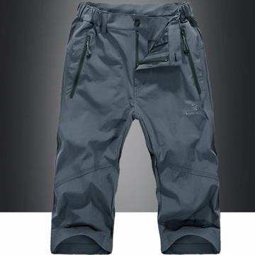 夏季薄款冰絲休閑七分褲男工裝運動短褲男士中年彈力戶外速干中褲