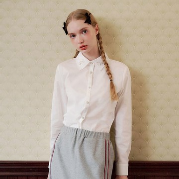 OUWEY歐薇 精緻圖騰刺繡棉襯衫(白；S-L)