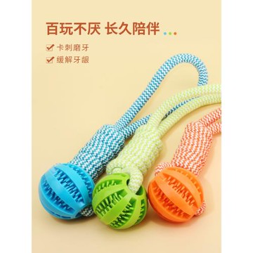 狗狗玩具漏食球耐咬磨牙棒穿繩咬繩拉布拉多邊牧泰迪金毛互動拔河
