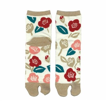 日本 PRAIRIE DOG - 日本製 和布華舒適分趾襪-山茶花 (22-24cm)