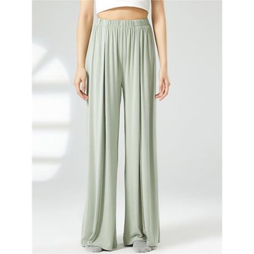 新款闊腿休閑褲女直筒修身顯瘦垂感瑜伽古典舞蹈練功褲飄逸長褲子