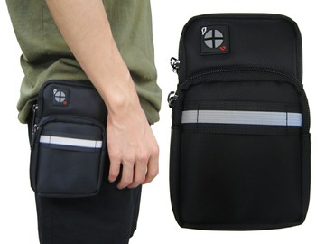 ~雪黛屋~SPYWALK 腰包小容量5.5吋機主袋+外袋共二層防水尼龍布穿過皮帶固定SW9364A