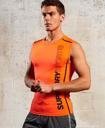 Superdry Men's Men's Sport Athletic Tank Top Orange / Fluro Orange - Size: M