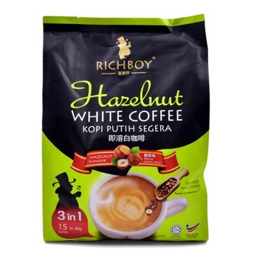 五色優食 馬來西亞 富家仔 高端白咖啡 三合一 榛果風味 (15入*40g) 香濃 RICHBOY 榛果拿鐵咖啡 下午茶
