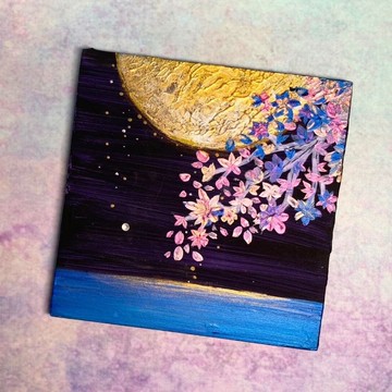 【畫作杯墊-落英】硅藻土壓克力畫作杯墊 送禮自用 能量調頻