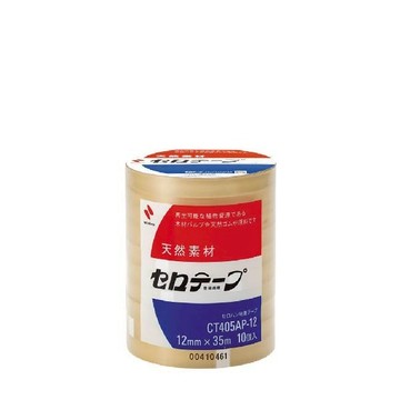 NICHIBAN 日絆 植物系 環保可撕 百格 玻璃紙膠帶 12mm x 35M 日本製 10捲/束 CT-405AP-12｜領券最高折$220