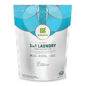 GrabGreen 3-in-1 Laundry Detergent Pods Fragrance Free 24 Pods